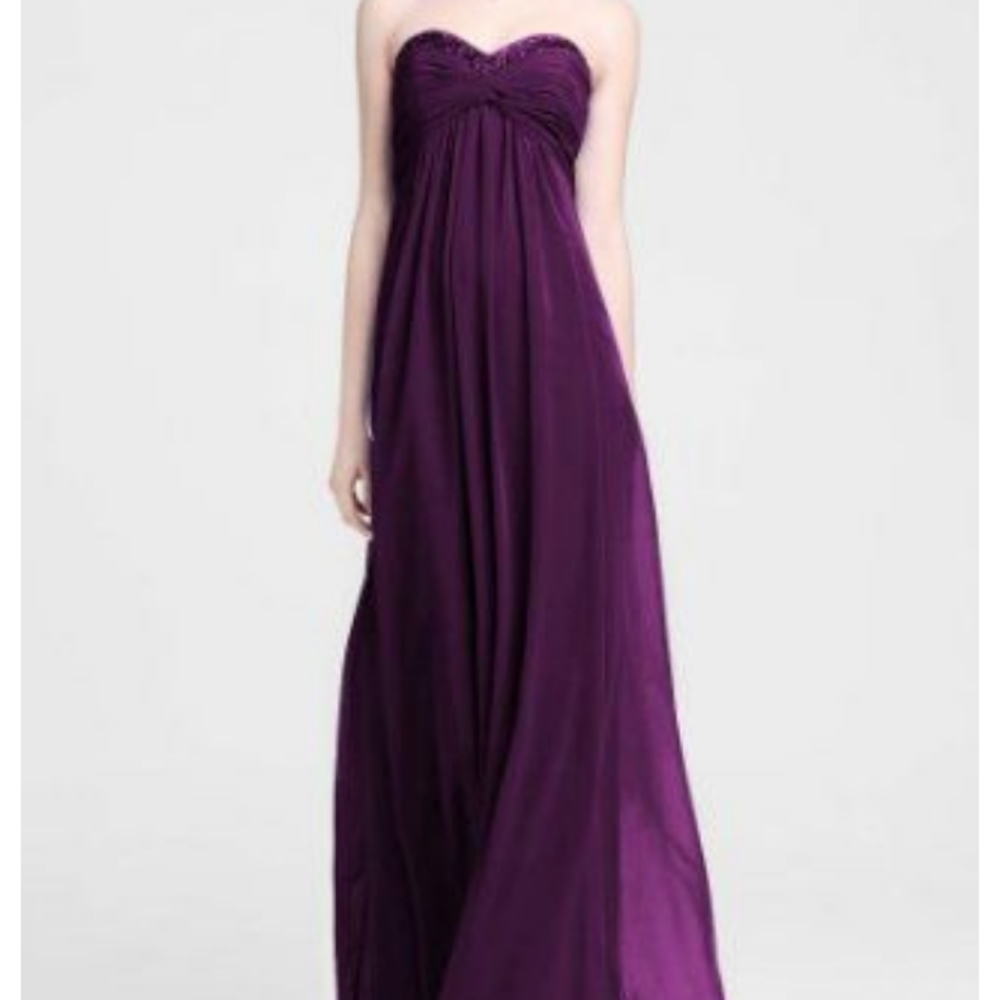 David's Bridal Long Chiffon Purple Dress F14867